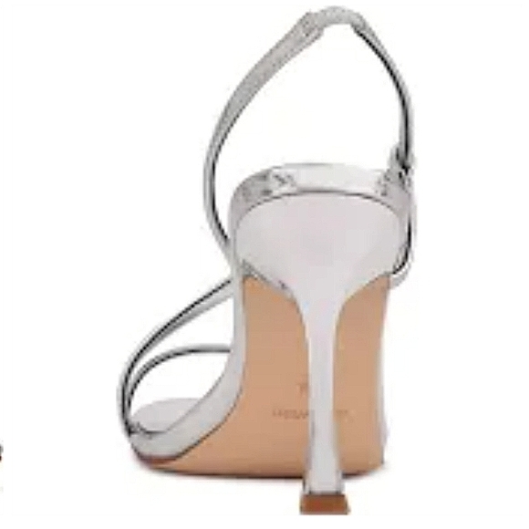 New w/Box No Lid Nine West Isaw Metallic Silver  Heeled Dress Sandals - Size 12 - Picture 3 of 5
